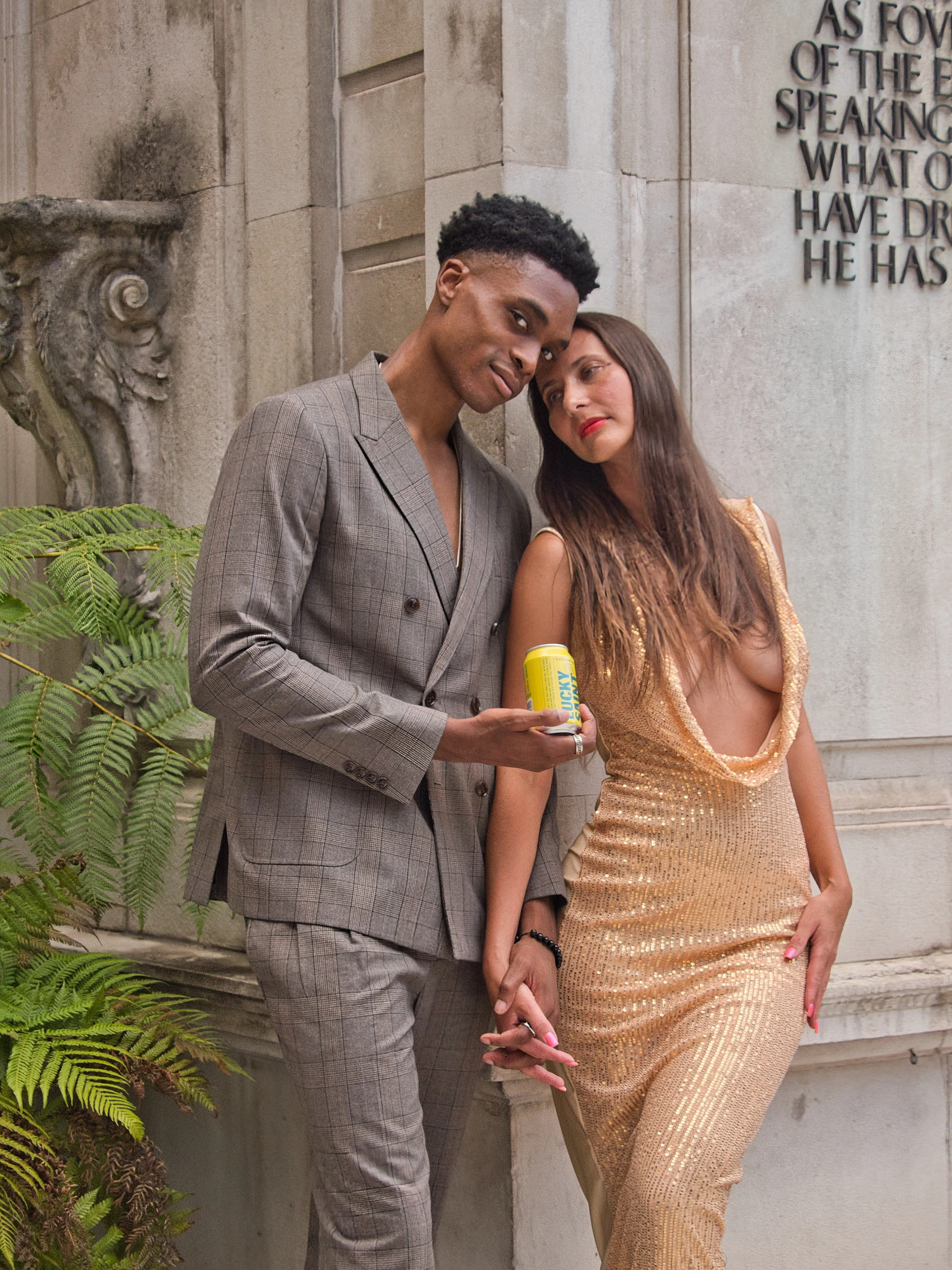 Editorial commission featuring structured wardrobe on set (P6264422)